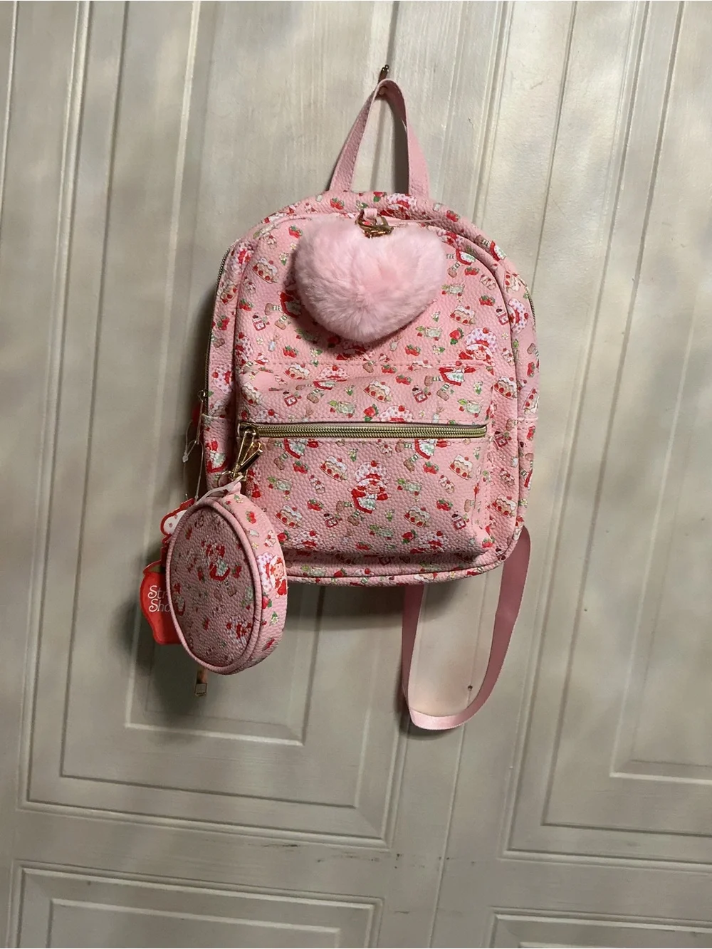 Brand New Strawberry Shortcake Faux Pebble Leather Mini Backpack